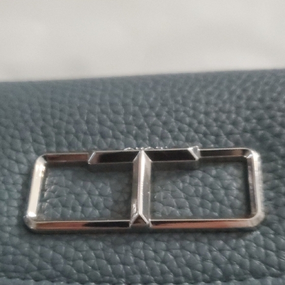 Tahari NWT Elia Trifold RFID Slate Blue Mist Wallet with Silver Hardware - Picture 3 of 5